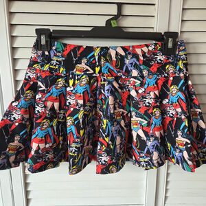 DC Comic Dolls Kill X pleated polyester and spandex skirt with back zipper